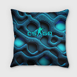 Подушка квадратная CS GO blue neon logo