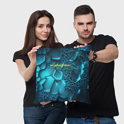 Подушка квадратная Cyberpunk ice logo, цвет: 3D-принт — фото 2