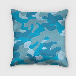 Подушка квадратная Камуфляж военный синий, цвет: 3D-принт