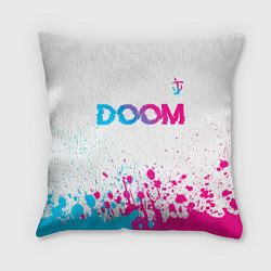 Подушка квадратная Doom neon gradient style: символ сверху