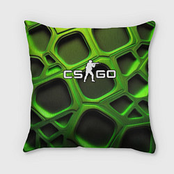 Подушка квадратная CS GO объемные зеленые соты, цвет: 3D-принт