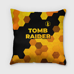 Подушка квадратная Tomb Raider - gold gradient: символ сверху