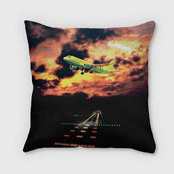 Подушка квадратная Боинг 737 Суровый закат, цвет: 3D-принт