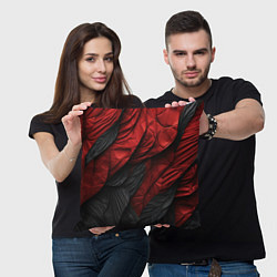 Подушка квадратная Red black texture, цвет: 3D-принт — фото 2