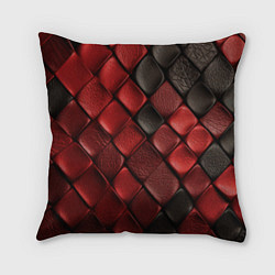 Подушка квадратная Кожаная красно черная текстура