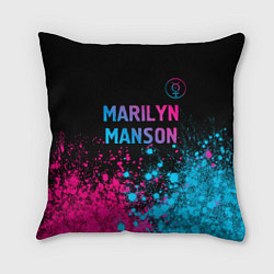 Подушка квадратная Marilyn Manson - neon gradient: символ сверху, цвет: 3D-принт