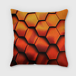 Подушка квадратная Объемные оранжевые плиты, цвет: 3D-принт