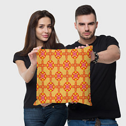 Подушка квадратная Желто-оранжевый мотив, цвет: 3D-принт — фото 2