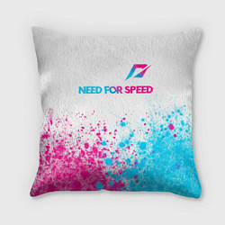 Подушка квадратная Need for Speed neon gradient style: символ сверху, цвет: 3D-принт