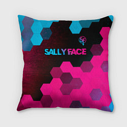 Подушка квадратная Sally Face - neon gradient: символ сверху
