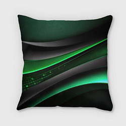 Подушка квадратная Black green line, цвет: 3D-принт