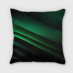 Подушка квадратная Черно зеленые полосы
