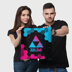 Подушка квадратная Zelda - neon gradient, цвет: 3D-принт — фото 2