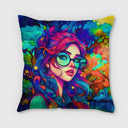 Подушка квадратная Девушка в тропическом лесу, цвет: 3D-принт