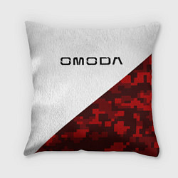 Подушка квадратная Omoda red white, цвет: 3D-принт