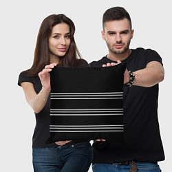 Подушка квадратная Полосы чёрный, цвет: 3D-принт — фото 2