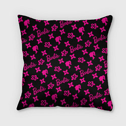 Подушка квадратная Барби паттерн черно-розовый, цвет: 3D-принт