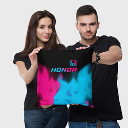 Подушка квадратная Honda - neon gradient: символ сверху, цвет: 3D-принт — фото 2