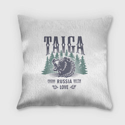 Подушка квадратная Тайга - из России с любовью, цвет: 3D-принт