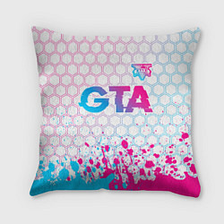 Подушка квадратная GTA neon gradient style: символ сверху