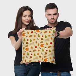 Подушка квадратная Паттерн - осень, цвет: 3D-принт — фото 2