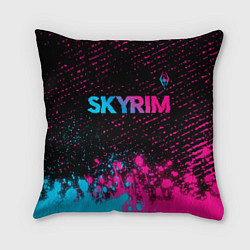 Подушка квадратная Skyrim - neon gradient: символ сверху, цвет: 3D-принт