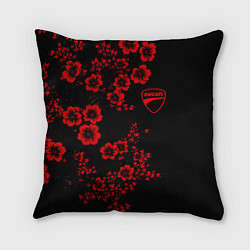Подушка квадратная Ducati - red flowers