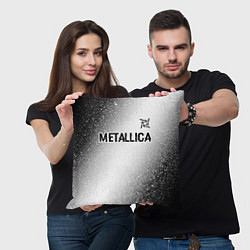 Подушка квадратная Metallica glitch на светлом фоне: символ сверху, цвет: 3D-принт — фото 2