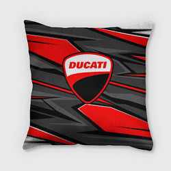 Подушка квадратная Ducati - red stripes, цвет: 3D-принт