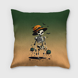Подушка квадратная Funny skeleton - halloween - neural network, цвет: 3D-принт