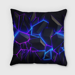 Подушка квадратная Синий и фиолетовый неон, цвет: 3D-принт