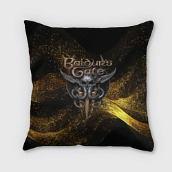 Подушка квадратная Baldurs Gate 3 logo gold black