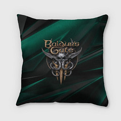 Подушка квадратная Baldurs Gate 3 logo green geometry