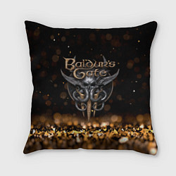 Подушка квадратная Baldurs Gate 3 logo dark gold logo, цвет: 3D-принт