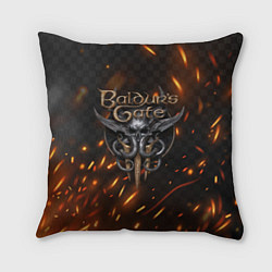 Подушка квадратная Baldurs Gate 3 logo fire, цвет: 3D-принт