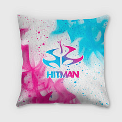 Подушка квадратная Hitman neon gradient style