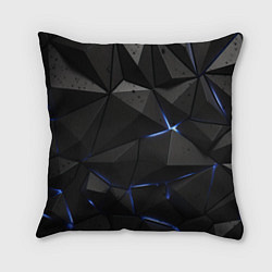 Подушка квадратная Черные плиты с синим свечением
