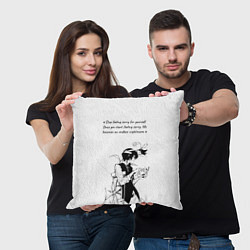 Подушка квадратная Дазай и цитата - Бродячие псы, цвет: 3D-принт — фото 2