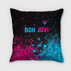 Подушка квадратная Bon Jovi - neon gradient: символ сверху