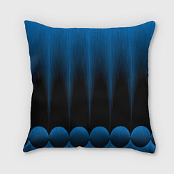 Подушка квадратная Сине-черный градиент в полоску, цвет: 3D-принт