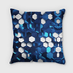 Подушка квадратная Cyber hexagon Blue