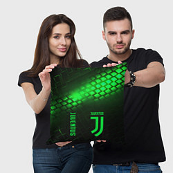 Подушка квадратная Juventus green logo neon, цвет: 3D-принт — фото 2