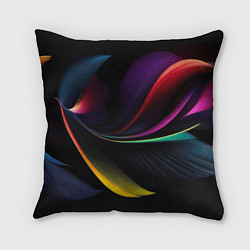 Подушка квадратная Ночная абстракция из разноцветных лучей