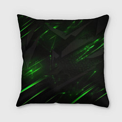 Подушка квадратная Dark black green abstract