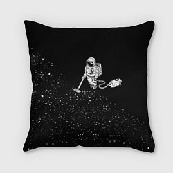 Подушка квадратная Космонавт пылесосит звезды
