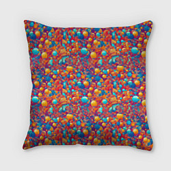 Подушка квадратная Разноцветные пузырики узор, цвет: 3D-принт