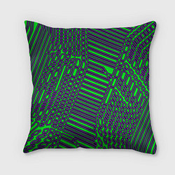 Подушка квадратная Кибер сеть ЗелёныйФиолетовый