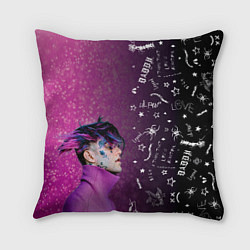 Подушка квадратная Лил Пип тату фиолетовый, цвет: 3D-принт