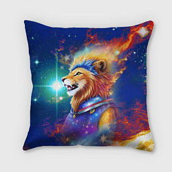 Подушка квадратная Космический лев - неоновое свечение