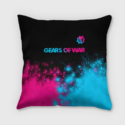 Подушка квадратная Gears of War - neon gradient: символ сверху, цвет: 3D-принт
